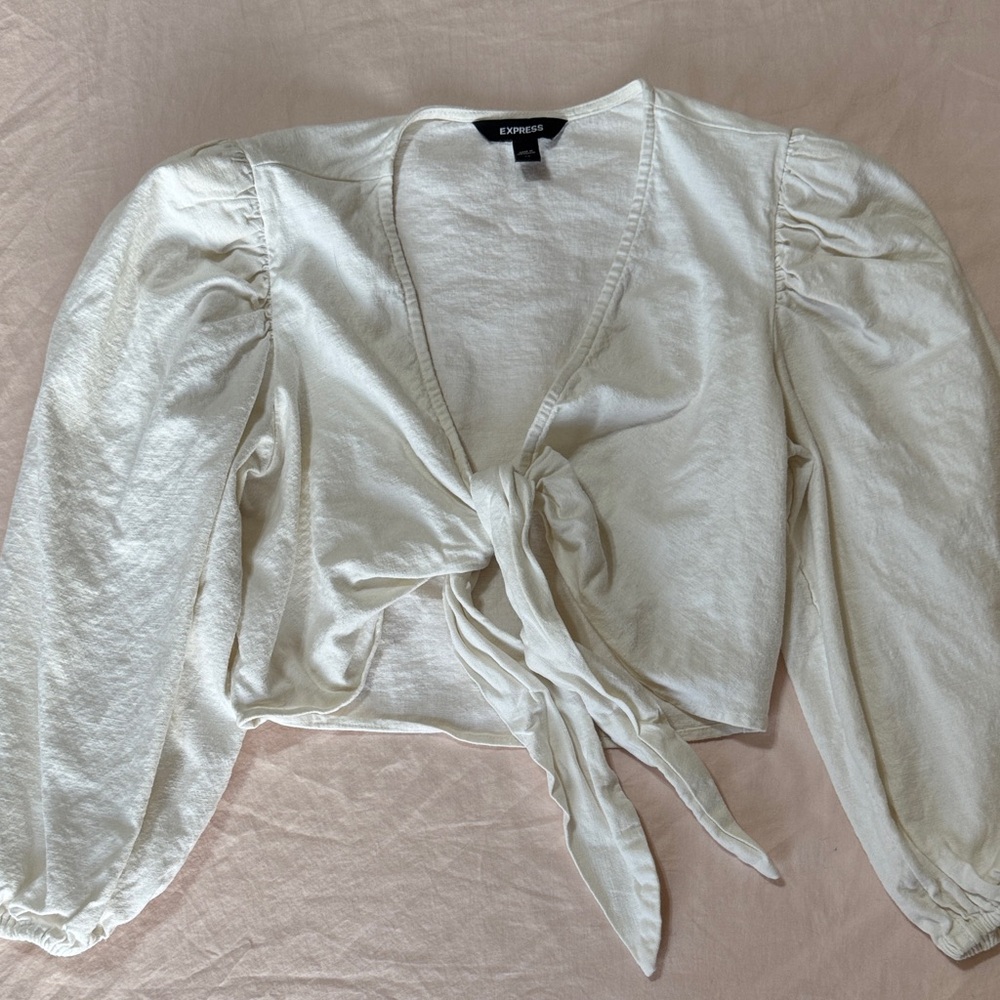 Express Women's Ivory Tie-Front Blouse